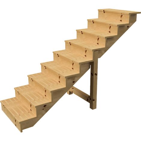 Holztreppe Höhe 156cm 9 Stufen, Breite 80cm, MIT Setzstufen