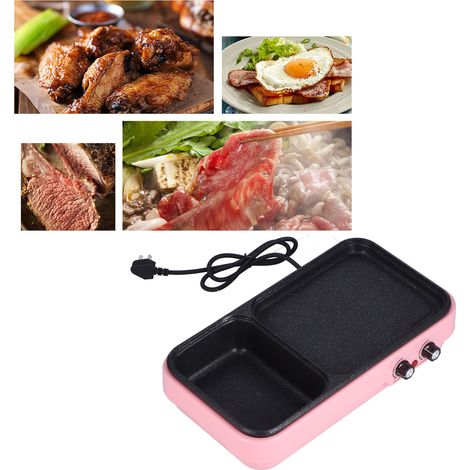 Grill électrique multifonctionnel et appareil à fondue, sans fumée et antiadhésif, idéal pour un usage domestique, barbecue d'intérieur polyvalent, fondue et four à barbecue. (1/5)