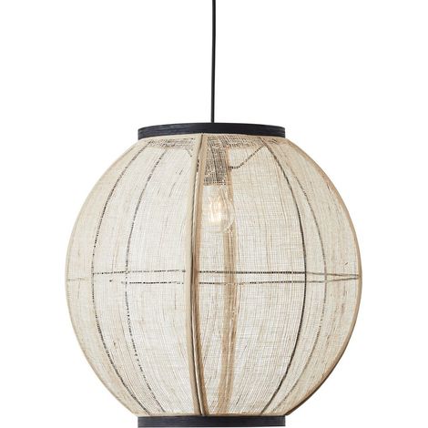 Endon Zaire Plafonnier Suspension Simple, Lin Naturel, Noir Mat (1/5)