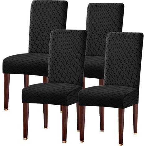 Juego de 4 fundas elásticas para sillas, jacquard, poliéster, elastano, para cocina y comedor. (1/5)