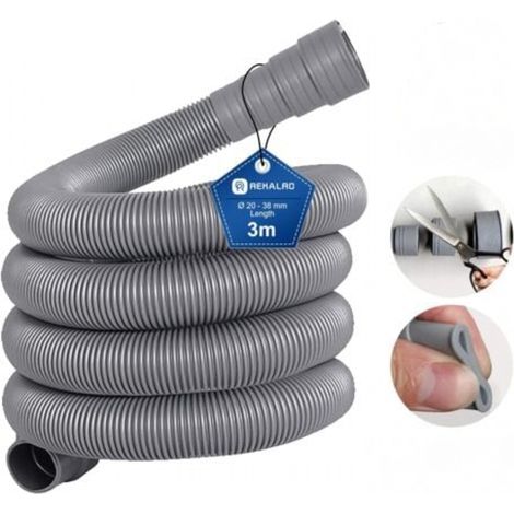 YMYNY Tuyau d'évacuation d'eau sale de 3 m pour machine à laver Rallonge de tuyau d'évacuation de 20 mm pour lave-linge lave-vaisselle Tuyau de sortie de tuyau de vidange prolongé (1/4)