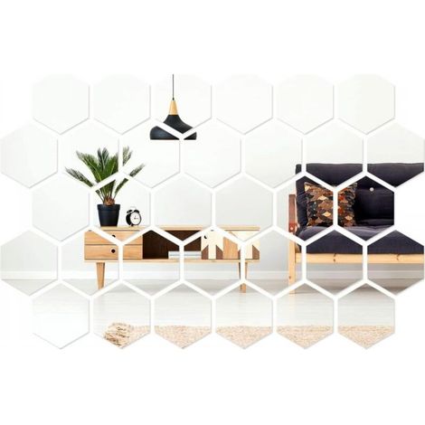 30 Miroirs Autocollants Hexagonaux 12,5cm – Miroir Mural Acrylique Auto-Adhésif pour Décoration DIY Salon, Chambre, Salle de Bain – Facile à Installer (1/5)
