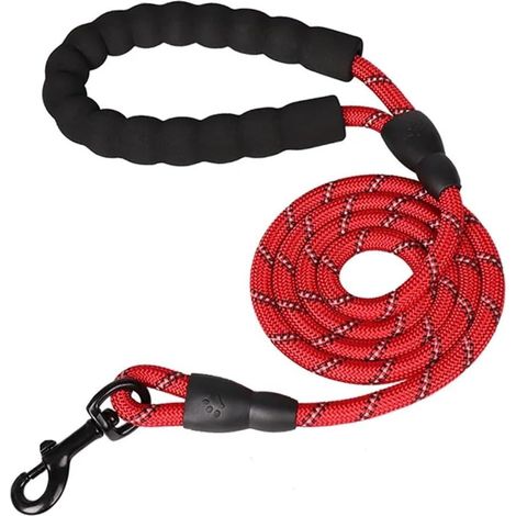 Laisse pour chien - Laisse pour animaux de compagnie - Longue laisse pour chien avec poignée rembourrée (5 FT 1.5M) - Rouge (1/5)