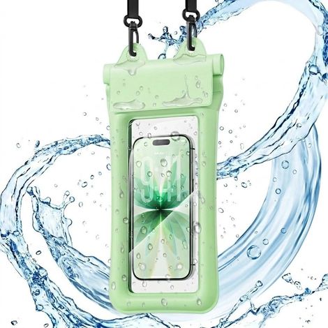 Funda impermeable Essager ES-FSD04 IPX8 para teléfono, universal, con correa, verde. (1/5)