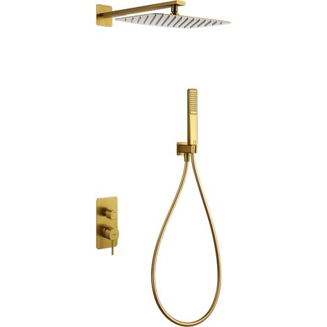Conjunto ducha monomando empotrado Firenze oro cepillado [ IMEX® ] (1/2)
