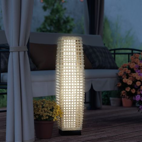 Naturelles 21x21x78 cm - Lampe solaire de jardin en rotin synthétique doté de lumières LED automatiques