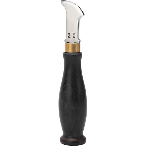Outil ergonomique de gaufrage du cuir avec manche en acier inoxydable 304 et ébène  coupe-bande de cuir poli miroir, 2,0 mm.