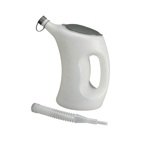 Pressol – Broc PE 5L avec couvercle gradué – Tube flexible résistant à l'huile et acide – Graduation allemande, anglaise et américaine