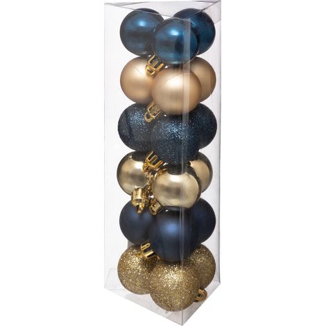 18 Kugeln D.3cm blau gold - Feeric lights & christmas