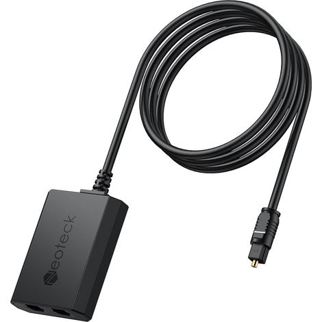 Répartiteur Audio Optique 1 Entrée 2 Sorties Splitter Numérique Répartiteur Toslink Fibre Optique PCM2.0/DTS/Dolby-AC3 avec câble 3,3ft/1M pour HDTV, PS5, PS4, Barres de Son, Maison Cinéma (1/5)
