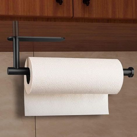 Porte Essuie Tout Auto-Adhésif Supports pour Papier Essuie,Acier Inoxydable Murale Porte Rouleau Papier Cuisine- Noir-Ywey (1/4)