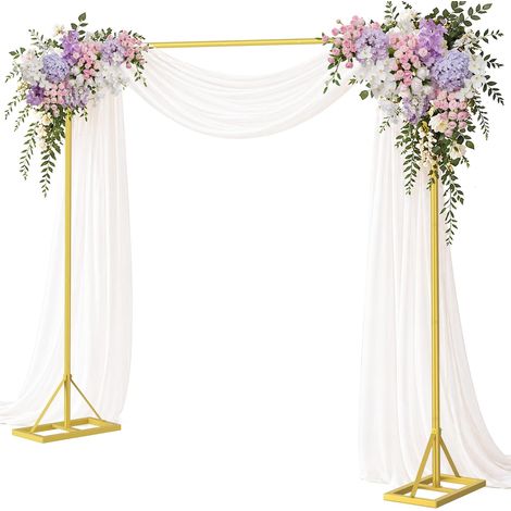 Arche de fond de mariage - 2,4 x 2,4 m - Rectangulaire - Or Arche de mariage en métal, arche de mariage, arche de ballon, mariage, anniversaire, fête (1/5)