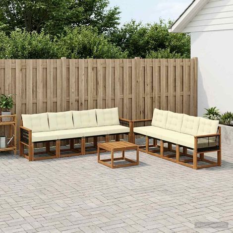vidaXL Outdoor-Sofagarnitur mit Kissen 9 pcs Natur und Creme (1/5)