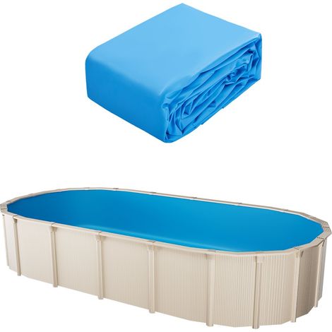 Revêtement de Piscine Ovale, 610x375x147 cm, Doublure Chevauchement Vinyle Calibre Standard, Résiste à l'Usure, Rétention d'Eau, pour Piscines Hors Sol à Parois Hauteur 132 cm, Couleur Unie (1/5)
