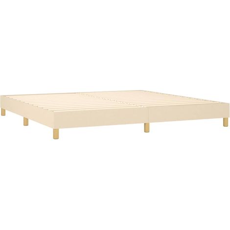 Somier de láminas sobre patas estructura de cama 200x200 cm tela crema TDL0207253