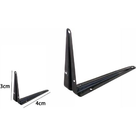 Trade Shop - 2 Pz Reggimensola Supporto Staffa Triangolare Mensola Metallo 3 X 4cm Nera 07909 -