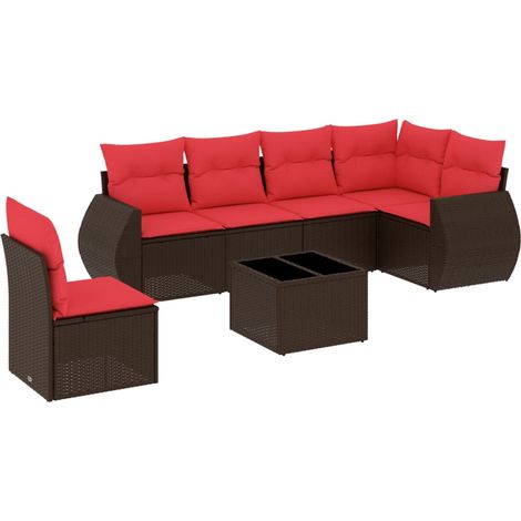 Maison Exclusive - 7-teiliges Gartensofa-Set mit Kissen, braun, P
