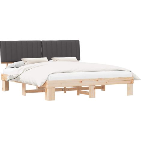 Maison Exclusive - Letto con Testiera Rivestita Grigio scuro 180 x 200 cm (1/5)