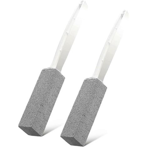 Lot de 2 nettoyants pour WC, éliminant les dépôts de calcaire, avec poignée ergonomique, dissolvant les traces de calcaire dans la cuvette, outil de nettoyage en pierre ponce pour WC, élimine les tach (1/5)