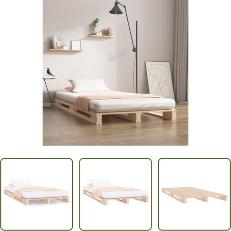 Lit palette - Lit de palette 100x200 cm bois de pin massif (1/5)