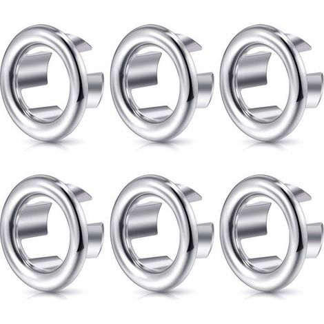 Ecleanfy - Anneau de trop-plein évier - AIMOONSA - Lot de 6 - Chromé - ABS - Facile à installer (1/5)