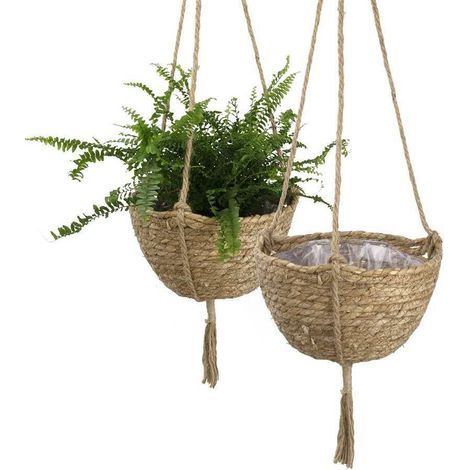 – Pot de fleurs suspendu en cosses de maïs écologiques – Résistant aux intempéries – Design rustique pour intérieur et extérieur – 1 article (1/5)