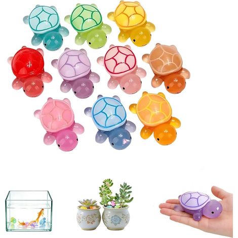 10 Mini Tortues Lumineuses, 4,8cm Ces Tortues Conviennent pour Les Pots de Fleurs Miniatures, Les Aquariums Paysagers pour Les Loisirs Créatifs et la Décoration de Jardins Miniatures (1/5)