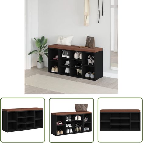 Meuble à Chaussures Banc à chaussures Armoire à Chaussures Noir 103x30x48 cm Bois d'ingénierie 90916 (1/5)