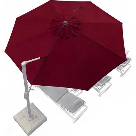 Segeltuch-Sonnenschirm, 8 Wale, versetzt, Garten-Sonnenschirm-Abdeckung, Ersatz-Markise, Regenschirm, Terrassenüberdachung, UV-Schutz, Ersatz-Abdeckung (dunkelrot, 3,5 m) (1/5)