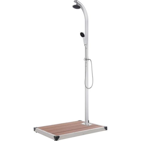 Gartendusche mit Brauner Bodenplatte 220 cm Aluminium