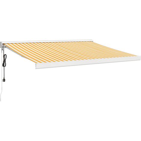 Maison Exclusive - Tenda Retrattile Gialla e Bianca 3,5x2,5 m Tessuto e Alluminio