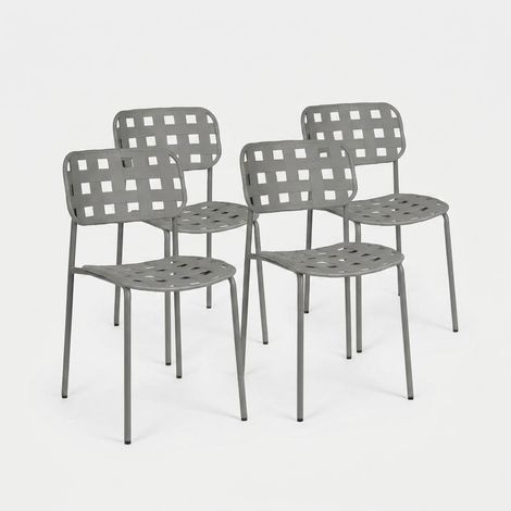 4 sillas de jardín para exterior en acero y polipropileno Clover YES - Gris (1/5)