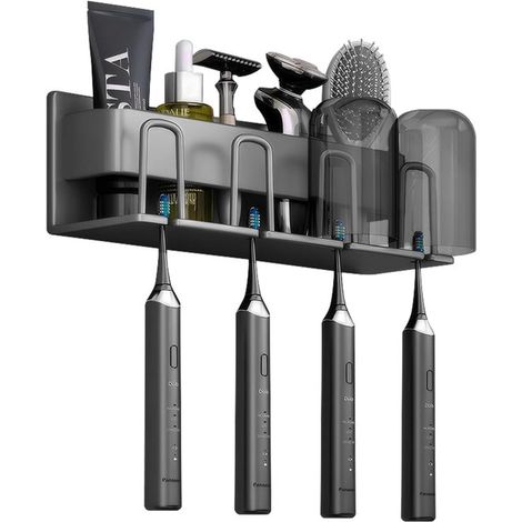 Zahnbürstenhalter 1 Stück Zahnbürstenhalter mit 4 Mundspülbechern Zahnbürstenhalter fürs Badezimmer Elektrischer Zahnbürstenhalter Wandmontierter (1/5)