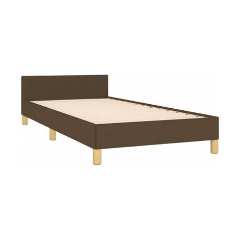 Cadre de lit marron foncé (sans matelas), 80 × 200 cm, tissu, tissu doux et respirant, pour chambre, décor moderne, facile à assembler (1/5)