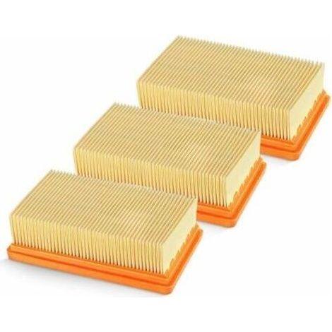 Lot de 3 filtres plissés plats de rechange pour aspirateurs eau et poussière Karcher MV4, MV5, MV6, WD4, WD5, WD6, WD4P, WD5P et WD6P (remplace la référence 2.863-005.0) (1/4)