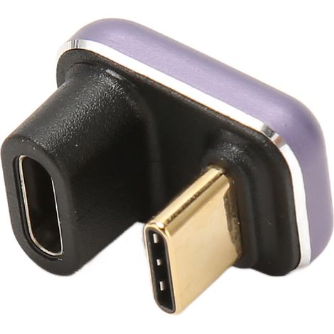 Adaptateur USB-C Mâle vers Femelle 40Gbps 240W Courbé, Compatible 8K et Rotation 180° pour Smartphone, Ordinateur Portable