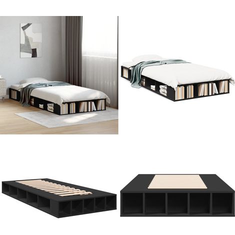 Cadre de lit sans matelas noir 90x190 cm - Cadre De Lit - Lit Simple - Lit Noir - Meuble Chambre - Rangement Sous Lit - Home & Living (1/5)
