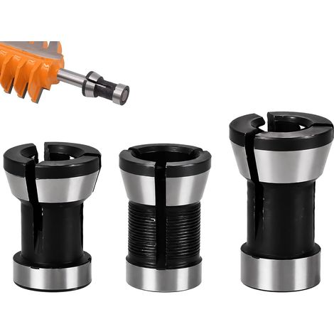 Lot de 3 Pinces de Serrage pour Affleureuse, Mandrin de Serrage en Acier, 6mm, 6,35mm et 8mm, Pour Défonceuse, Perceuse et Fraiseuse, Accessoire de Fraisage (1/5)