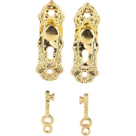 Ensemble de 2 serrures et clés pour porte de maison de poupée à l'échelle 1:12, accessoires et pièces miniatures pour meubles. (1/5)