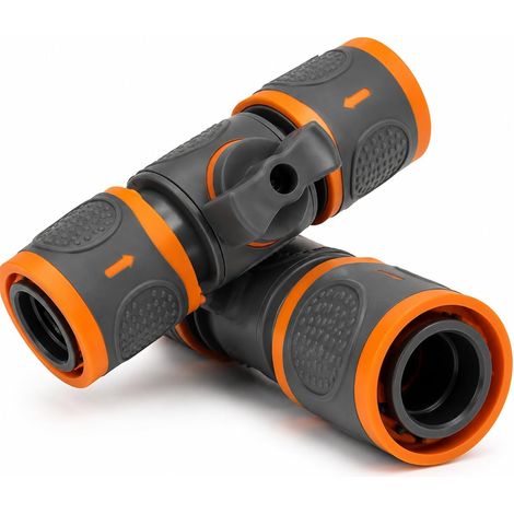 2 Pièces Raccord Tuyau d'Arrosage avec Valve d’Arrêt, Raccord Robinet Tuyau Arrosage 1/2" 3/4", Raccord Arrosage Rapide pour Systèmes, Adaptateur Robinet Tuyau Arrosage pour Jardin Nettoyage (1/5)