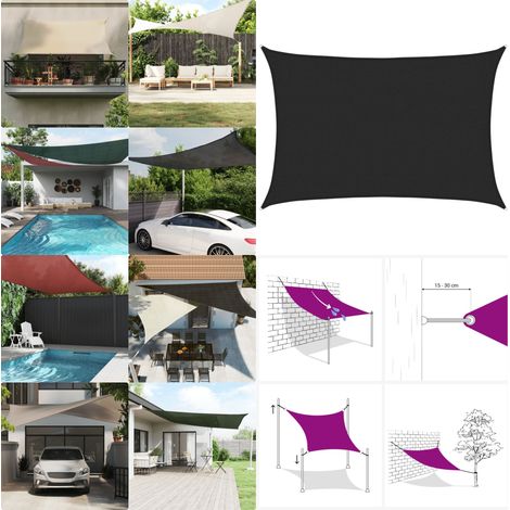 Voile d'ombrage 160 g/m² Noir 2x2,5 m PEHD - Parasol - Voile D'ombrage - Ombre - Jardin - Terrasse - Home & Living (1/5)