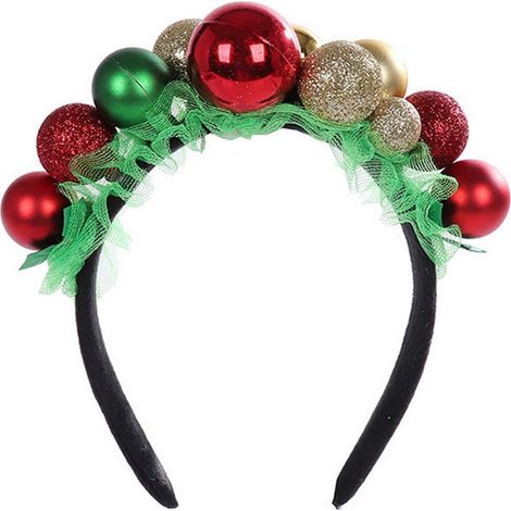 Serre-tête de Noël Père Noël Sapin Pompons Pailletés, Accessoires Cheveux Enfant pour Fêtes de Fin d'Année, Lot Festif (1/4)