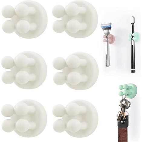 Soportes multifuncionales de silicona para cepillos de dientes con gancho - 6 piezas para baño y cocina (1/5)