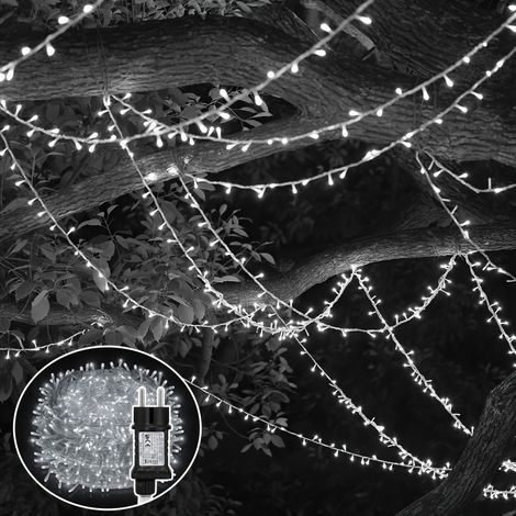 SWANEW Catena luminosa LED 100m 500 LED Decorazione Natalizia – 8 Modalità di Illuminazione per Decorazione Giardino Bianco Freddo (1/5)
