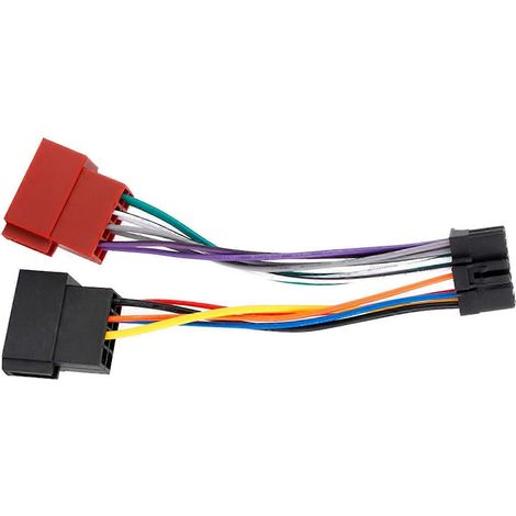 Faisceau de câblage pour autoradio avec connecteur 16 broches vers prise mini-ISO 8 broches, compatible avec les autoradios Pioneer à partir de l'année modèle 2003.