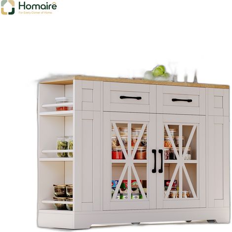 Küchenwagen aus MDF mit USB-Anschluss und Stauraum weiß 120 x 65 x 92 cm HOMAIRE (1/5)