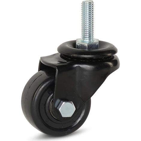 Roue pivotante nylon noir - MESO - Tige filetée - 50 mm - 150 kg