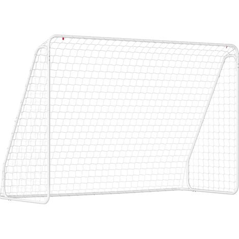 Cage de football pour jeux et entraînement, résistante aux UV, robuste, avec ancrages au sol, blanc