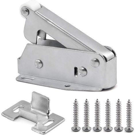Verrou à ressort automatique pour portes d'armoires à ouverture par pression et trappes de grenier, verrou de trappe de grenier, verrou de porte à fermeture par pression pour armoires, maison, bureau