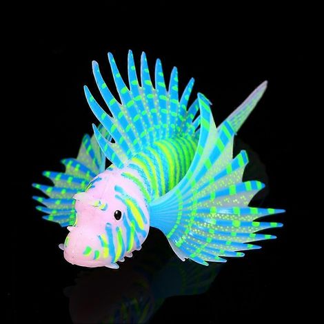 Décorations d'aquarium en silicone 3D artificielles, poissons fluorescents, bleus. (1/2)